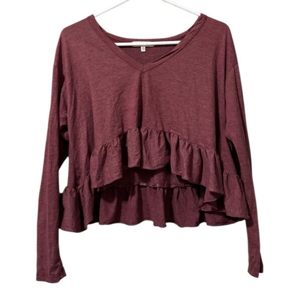 Truly Madly Deeply Anthropologie Women Size XS Crop Top Long Sleeve Boho Peasant - Picture 1 of 10